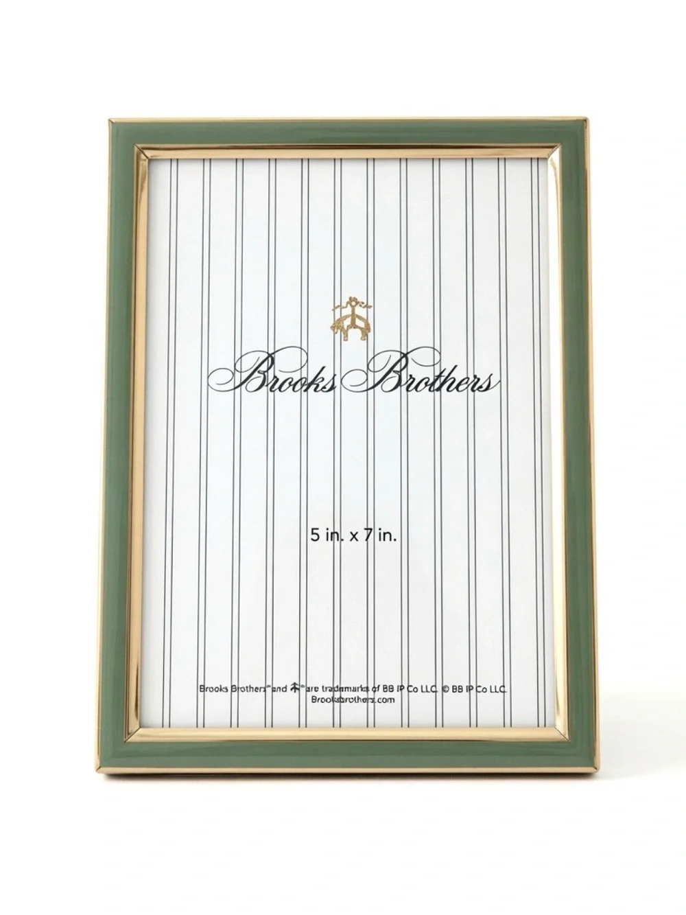 Brooks Brothers 5x7 Green Enamel Gold Picture Frame Easel Stand